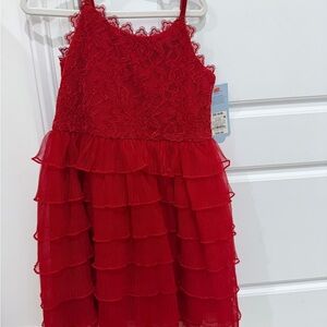 Cat & Jack Red Tiered Lace Dress